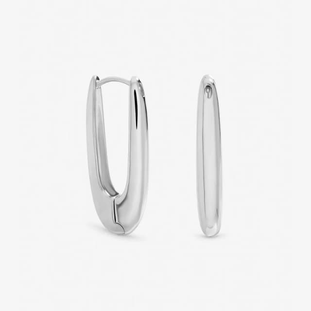 Inicio Sterling Silver Plated Polished Long Fluid Hoops Silver female One Size