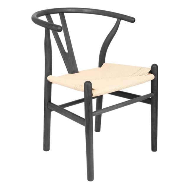 Nicholas Winter Beech Wooden Danish Style Dining Chair - Black - Solid Wood Wish Beech Bone Wood Chairs