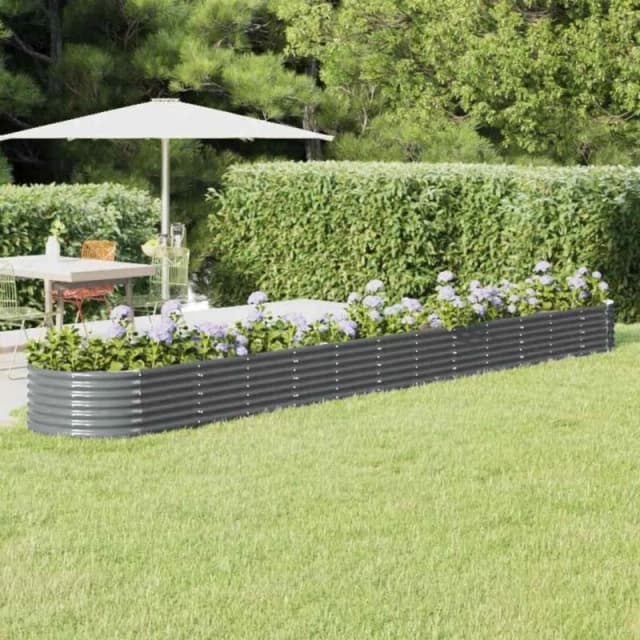 vidaXL Garden Raised Bed Powder-coated Steel 512x80x36cm Anthracite, Grey 318941