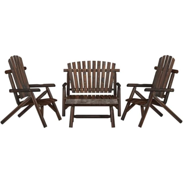 vidaXL 4 Piece Garden Lounge Set Solid Wood Spruce, Brown 3185514