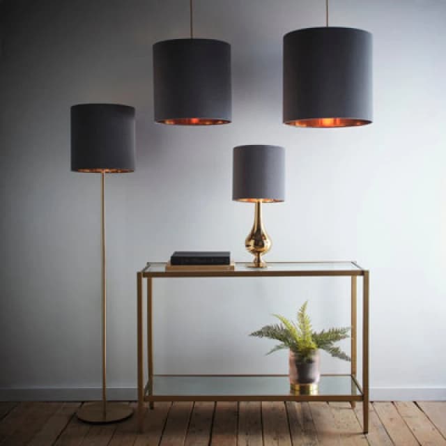 K Living 10" Grey Velvet Drum Lampshade For Lamps And Ceiling