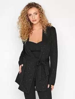Long Tall Sally Black Glitter Blazer, Black, Size 10, Women