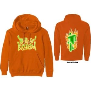 Billie Eilish - Airbrush Flames Blohsh Unisex Large Hoodie - Orange