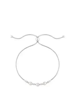 Simply Silver Sterling Silver 925 Freshwater Pearl Toggle Bracelet, Silver, Women