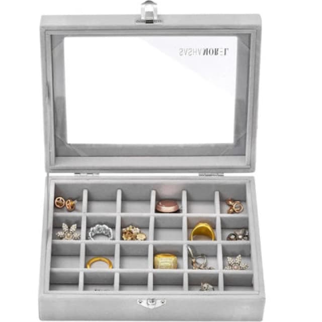 Jewellery Box Case Organiser 24 Slot Earrings Rings Storage Display Sasha Morel