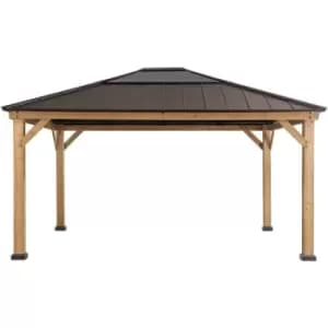Cedar wood Gazebo ERNIR in Black - 393cm x 452cm