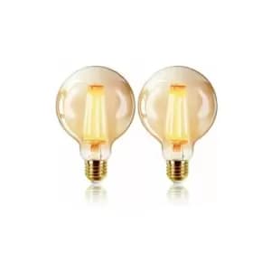 Extrastar UK - 6W LED Filament Ball Bulb E27, 80 x 120mm, 2200K (Pack of 2)