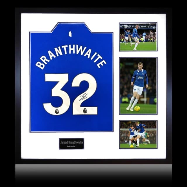 The Fan Cave Jarrad Branthwaite Signed Everton 24/25 Shirt Elit Blue unisex 820mm x 82