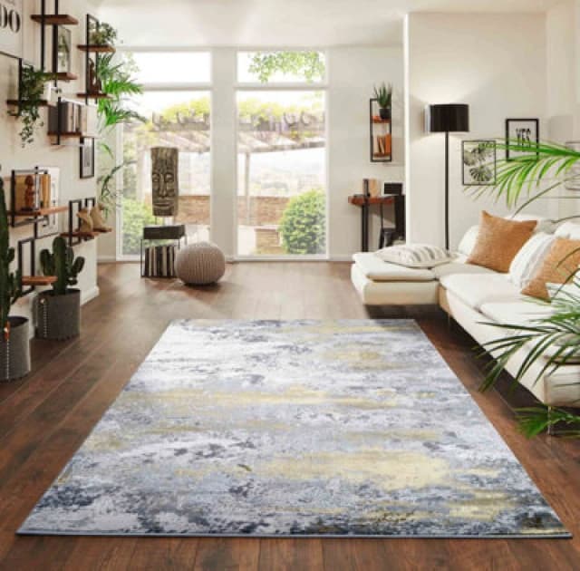 Onyx Modern Living Room Rug - Abstract Area Rugs Gold 120X170 Cm