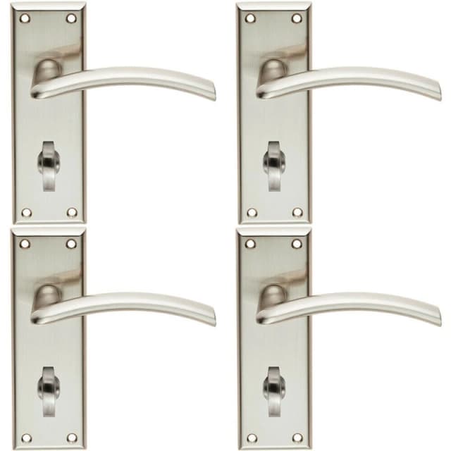 Loops 4x PAIR Arched Lever on Bathroom Backplate Door Handle 150 x 50mm Satin Nickel Metallics