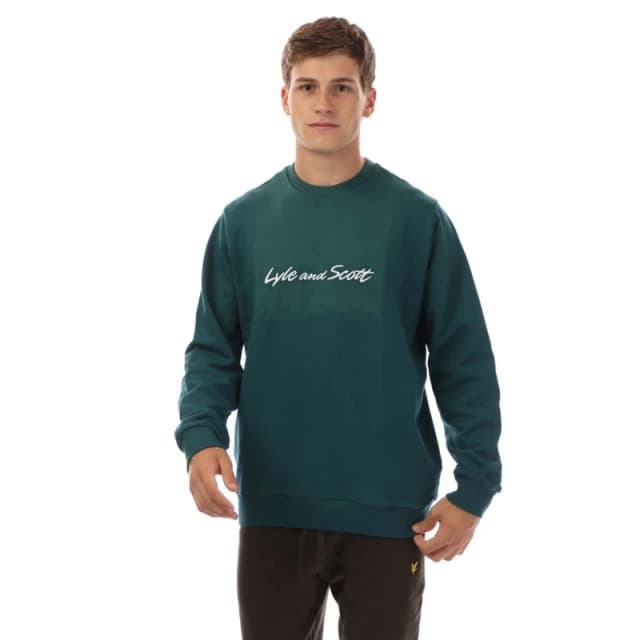 Lyle and Scott Script Sweatshirt Green White male M