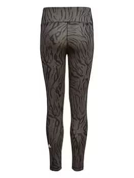 adidas Junior Girls 3 All Over Print Training Icons Leggings - Dark Grey, Size 14-15 Years