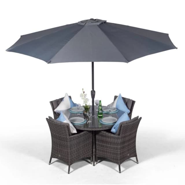 Thats Furniture Savannah Round 4 Seater Rattan Patio Dining Set in Grey Grey Unisex