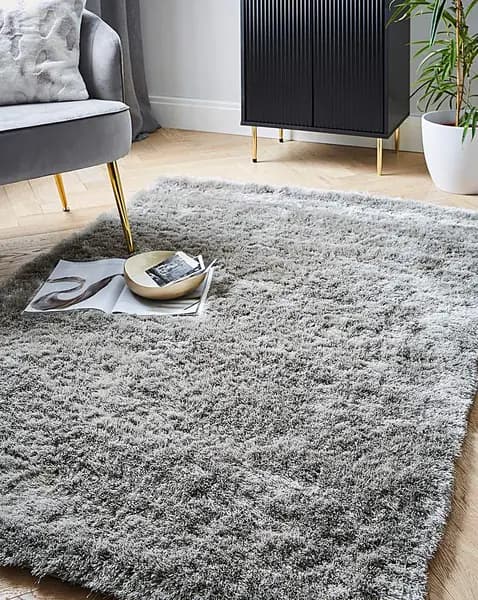 Origins Shimmer Shaggy Rug Silver 120X170 MN97504