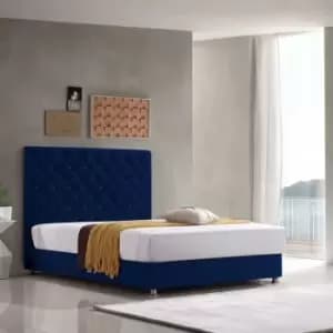 Marina Upholstered Beds - Plush Velvet, Small Double Size Frame, Blue - Blue
