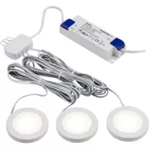 LED Dimmable Under Cabinet Lights in White - Pack of 3 - 3000K 230V IP20 2.5W