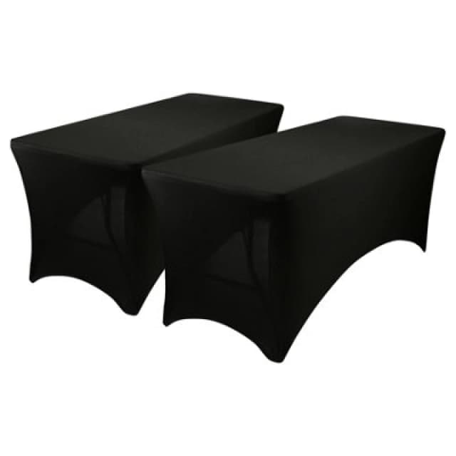 Harbour Housewares Rectangular Spandex Fitted Tablecloths - 6ft (180Cm) - Black - 2X Elasticated Stretchy Table Cloth Cover