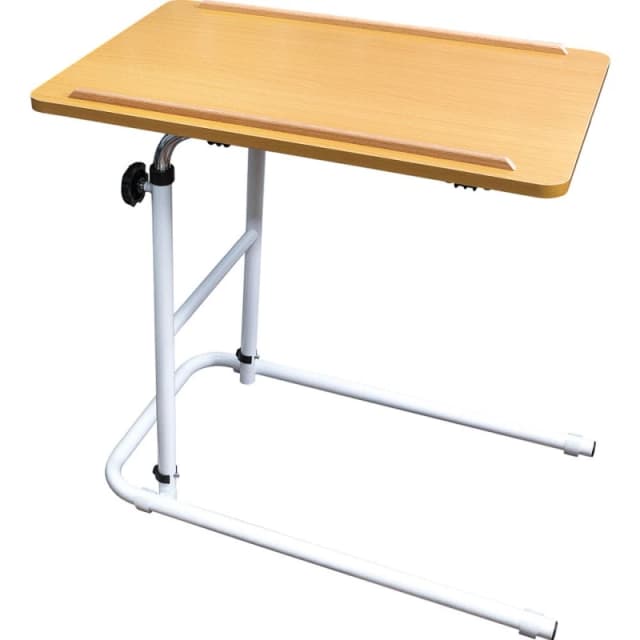 Loops Beech Overbed Table - Height and Angle Adjustable - 600 x 400mm Surface Area Multi