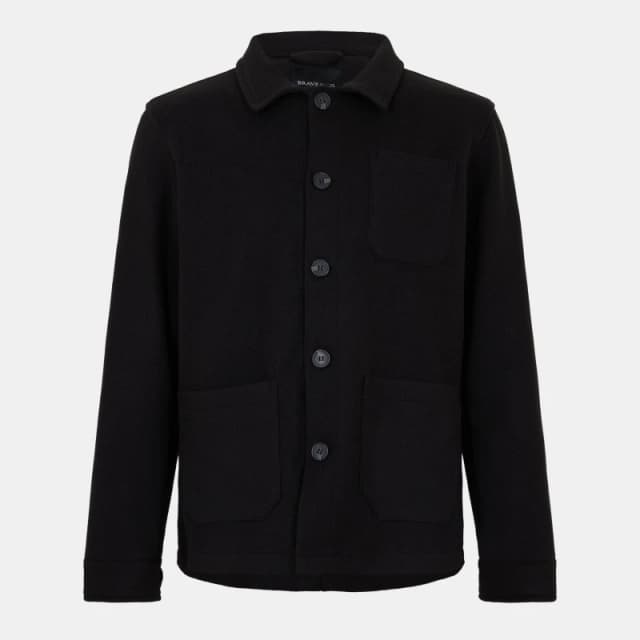 Brave Soul Mens 3 Pocket Long Sleeve Button Overshirt Black male Small