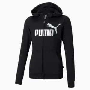 PUMA Essentials+ Logo Full-Zip Youth Hoodie, Black, size 13-14 Youth, Clothing