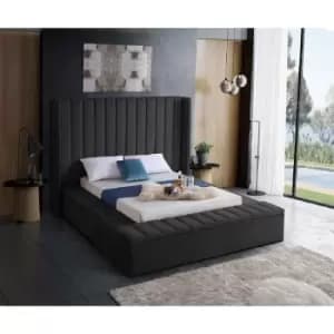 Kensington Upholstered Beds - Plush Velvet, Double Size Frame, Black - Black