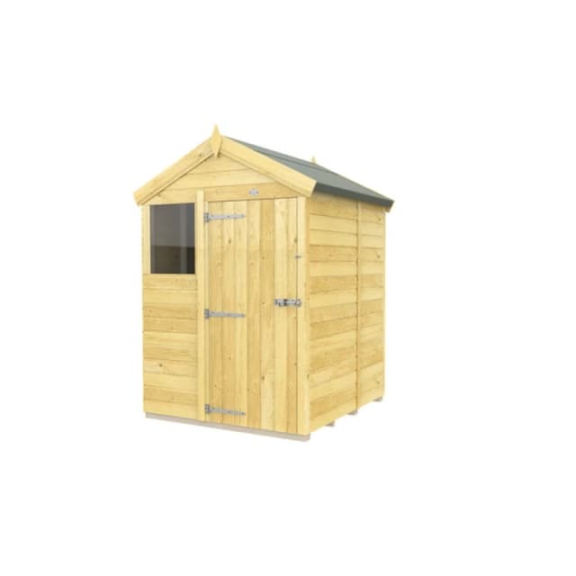 Buttercup Farm 5 x 5 Feet Apex Shed - Single Door W/ Windows - L158 x W147 x H217cm in Brown Brown Unisex