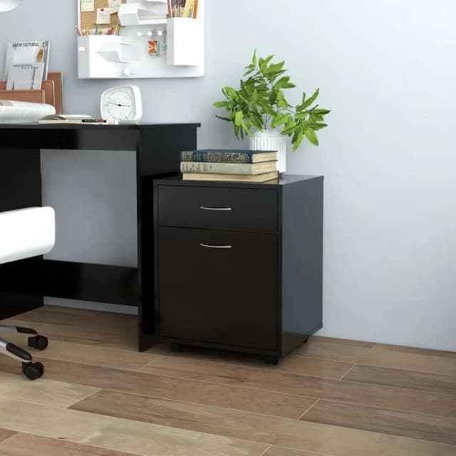 VIDAXL Rolling Cabinet Black 45x38x54cm Engineered Wood Vidaxl 8720286609798