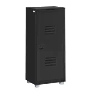 Homcom Modern 2 Tier Cabinet Office Storage With Louvered Metal Door Black