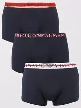 Emporio Armani Bodywear 3 Pack Trunks, Dark Blue, Size L, Men