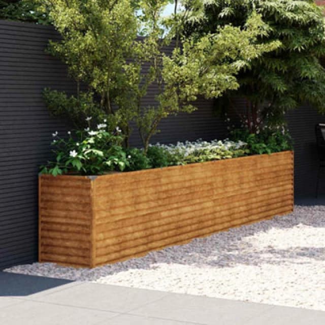 vidaXL Garden Raised Bed 385x50x69cm Corten Steel, Brown 151987