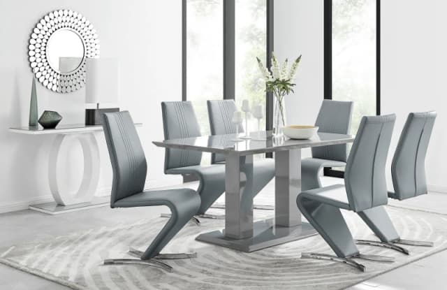 FurnitureboxUK FurnitureboxUK Imperia 6 Grey Dining Table and 6 Willow Chairs Grey One Size Unisex 5056542640582