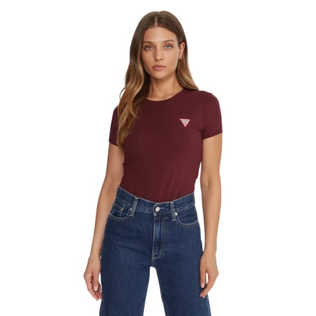 Guess T-Shirt round neck woman Guess Mini Triangle Rouge Female S