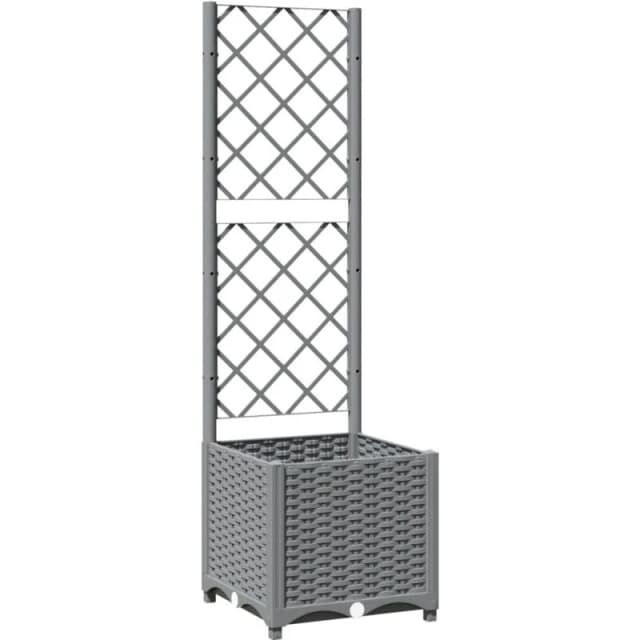 VIDAXL Garden Planter with Trellis Light Grey 40x40x136cm pp Vidaxl 8720845671631