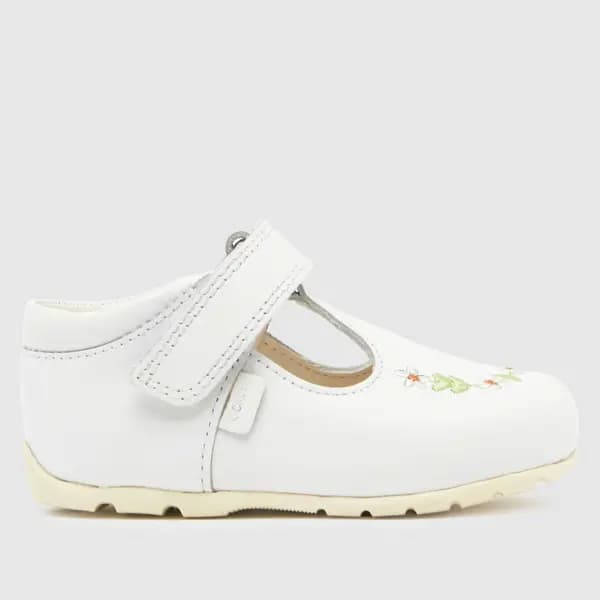 Kickers white kick t-bar flower Girls Baby shoes White UK 4 (EU 20)