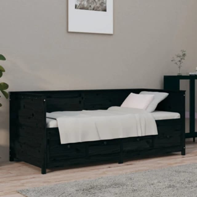 VIDAXL Day Bed without Mattress Black 75x190cm Small Single Solid Wood Pine Vidaxl 8720287138082