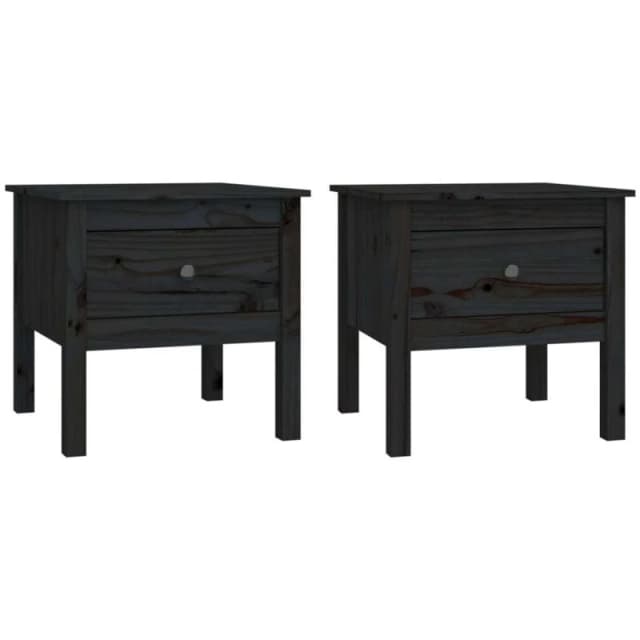 VIDAXL Side Tables 2 pcs Black 50x50x49cm Solid Wood Pine Vidaxl 8720286922941