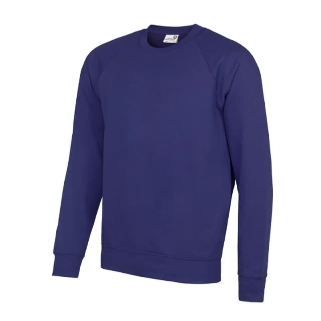 AWDis AWDis Men Academy Crew Neck Raglan Sweatshirt in Purple Size: X-Small Purple XS Male 5054752809362