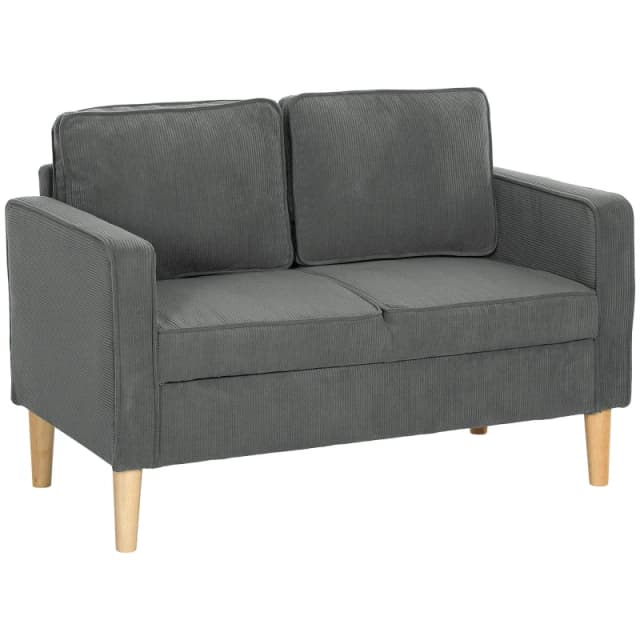 HOMCOM Compact 2 Seater Sofa with Under Seat Storage for Small Spaces - Grey TJ Hughes 5063603224285