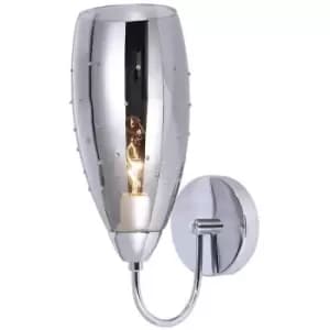 Italux Grace - Modern Wall Lamp Chrome 1 Light with Dark Glass Shade, E14