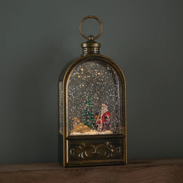 24cm Battery Operated Light up Santa and Christmas Tree Water Spinner with LEDs