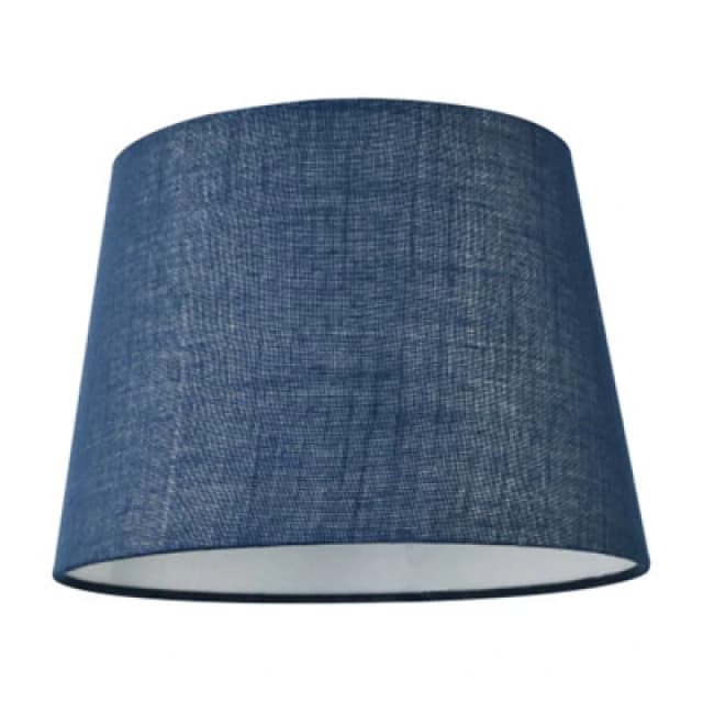 Happy Homewares Modern Denim Effect Navy Midnight Blue Linen Fabric Drum Lamp Shade