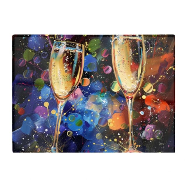 Warren Reed Designer Splashart Champagne Flutes Chopping Board