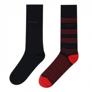 Hugo Boss 2 Pack Stripe Socks Navy/Red
