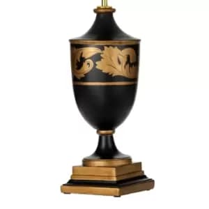 Table Lamp Black & Gold Urn Type Base Gold Painted Leaves LED E27 60w Bulb