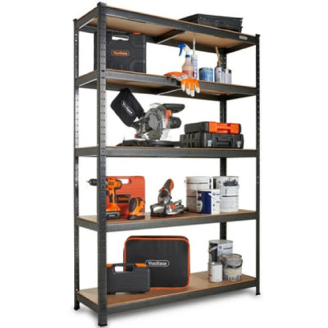 Vonhaus Garage Shelving Units, 5-Tier Storage Shelves With 1325Kg Capacity, Extra Wide Heavy Duty Shelving With Adjustable Layout