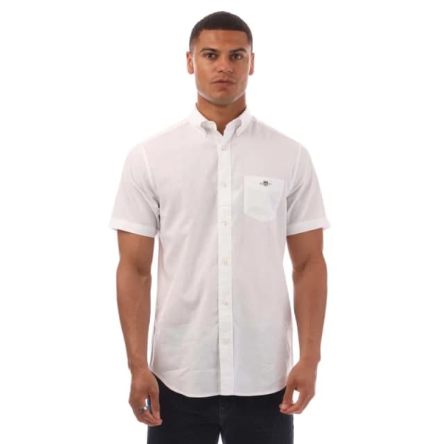 Gant Regular Fit Cotton Linen Short Sleeve Shirt White male S