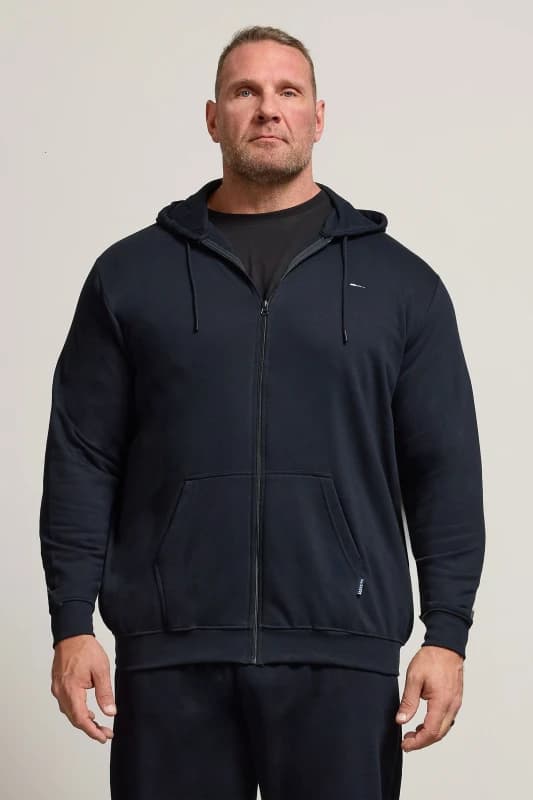 BadRhino BadRhino Men Zip Through Hoodie in Dark Navy Size: large Dark Navy L Male 5057147763720