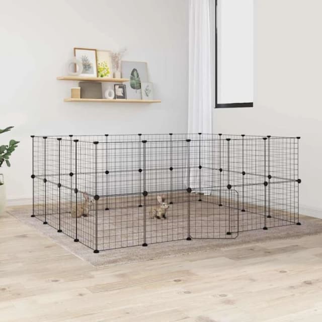 VIDAXL 36-Panel Pet Cage with Door Black 35x35cm Steel vidaXL 8720287190721