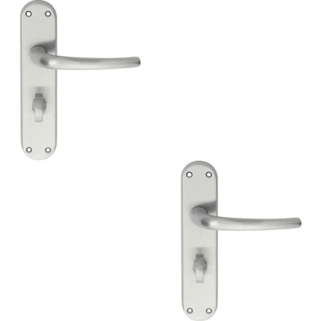 Loops 2x PAIR Slim Round Bar Lever on Shaped Bathroom Backplate 185 x 40mm Chrome Multi