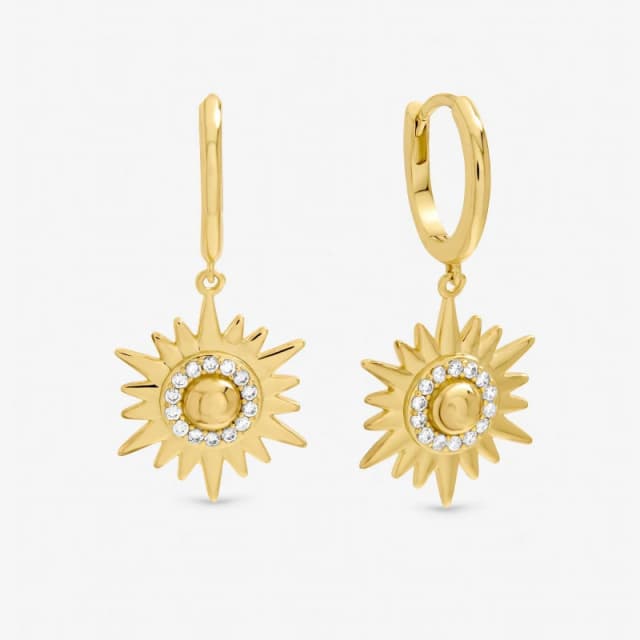 Inicio Gold and Pave Star Huggie Earrings - Gift Pouch Huggie Earrings One Size Gold 41451110000